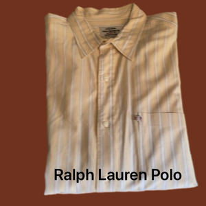 TanBlue Pinstripe Ralph Lauren Polo Jeans ShirtXL
